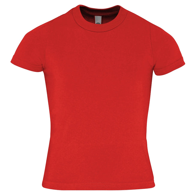 Red - Front - American Apparel Childrens-Kids Plain Short Sleeve T-Shirt
