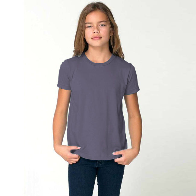 Slate - Back - American Apparel Childrens-Kids Plain Short Sleeve T-Shirt