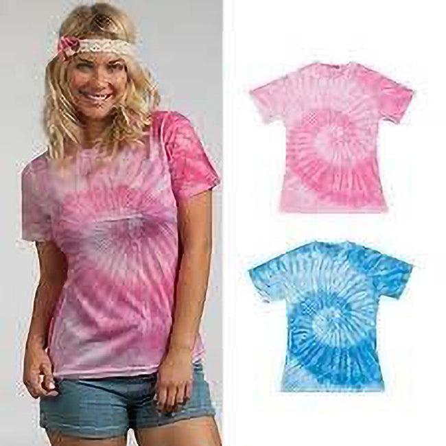 Spider Pink - Back - Colortone Womens-Ladies Short Sleeve Spider Tie Dye T-Shirt