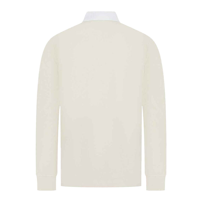 Natural - Back - Front Row Mens Premium Long Sleeve Rugby Shirt-Top
