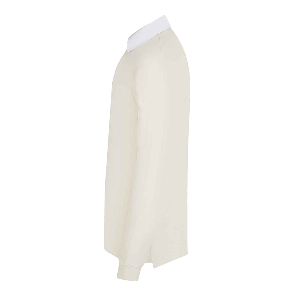 Natural - Side - Front Row Mens Premium Long Sleeve Rugby Shirt-Top