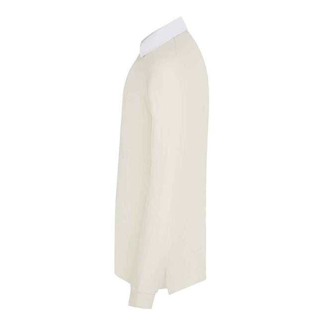 Natural - Side - Front Row Mens Premium Long Sleeve Rugby Shirt-Top