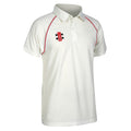 Ivory- Red - Front - Gray-Nicolls Mens Matrix Short Sleeve Cricket Shirt