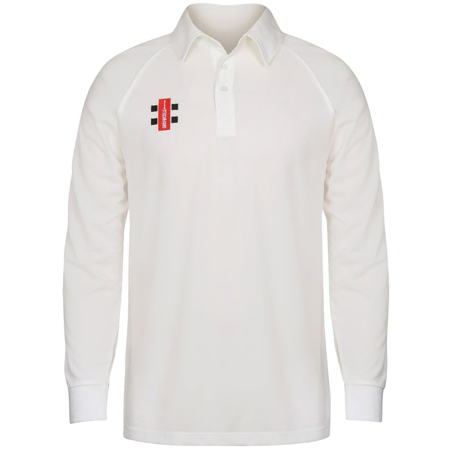 Ivory - Front - Gray-Nicolls Childrens-Kids Matrix Long Sleeve Cricket Shirt