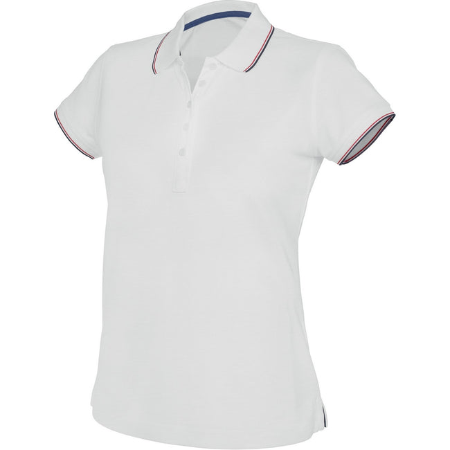 White - Front - Kariban Womens-Ladies Contrast Short Sleeve Polo Shirt