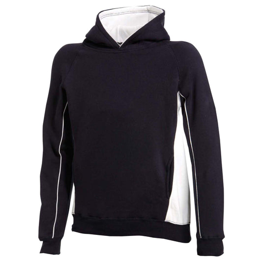 Navy-White - Front - Finden & Hales Kids Pullover Hooded Sweatshirt - Hoodie