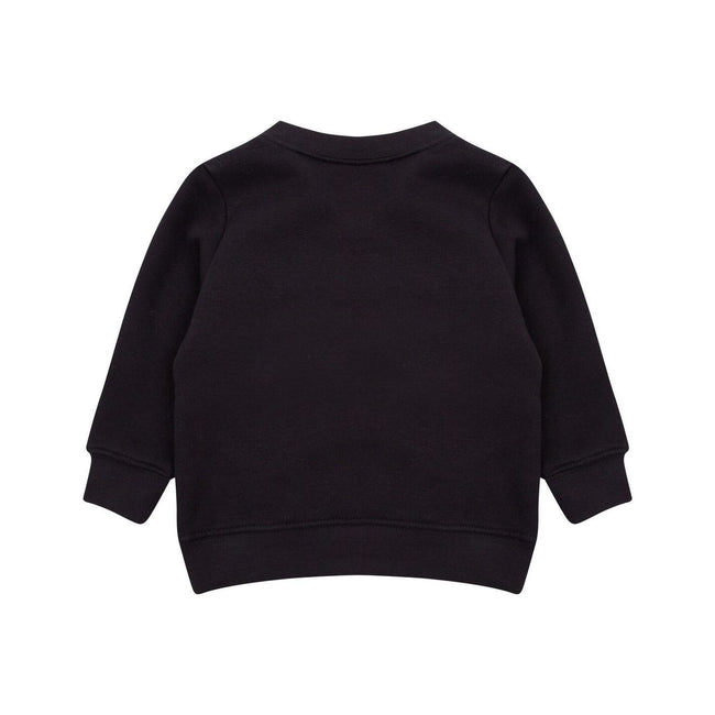 Black - Back - Larkwood Baby Unisex Crew Neck Sweatshirt With Shoulder Poppers