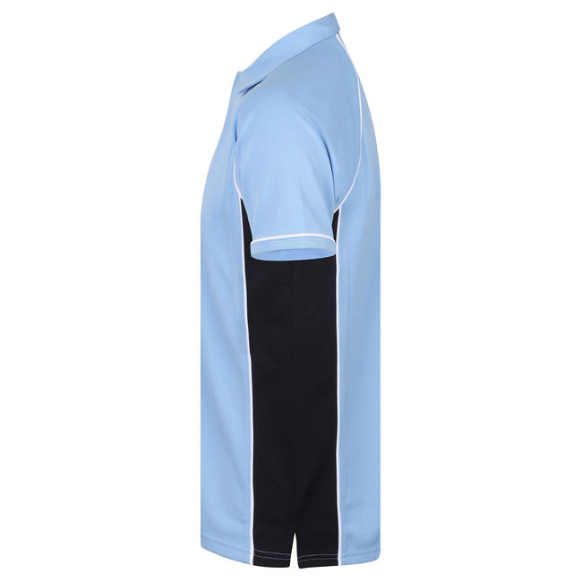 Sky-Navy-White - Lifestyle - Finden & Hales Mens Piped Performance Sports Polo Shirt