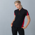 Black-Red - Side - Finden & Hales Womens-Ladies Club Polo Shirt