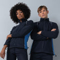 Navy-Royal-White - Pack Shot - Finden & Hales Womens-Ladies Piped Sports Microfleece Fleece Jacket