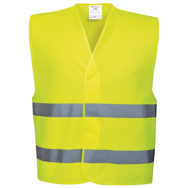 Yellow - Front - Portwest Unisex High Visibility Two Band Safety Work Vest