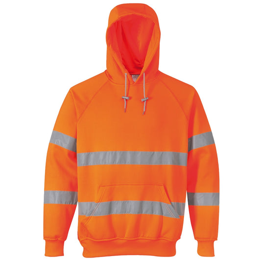 Orange - Front - Portwest Unisex Hi-Vis Safety Hooded Sweatshirt - Hoodie