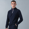 Navy-White - Lifestyle - Finden & Hales Mens 1-4 Zip Long Sleeve Piped Fleece Top