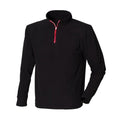 Black-Red - Front - Finden & Hales Mens 1-4 Zip Long Sleeve Piped Fleece Top