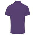 Purple - Back - Premier Mens Coolchecker Pique Short Sleeve Polo T-Shirt