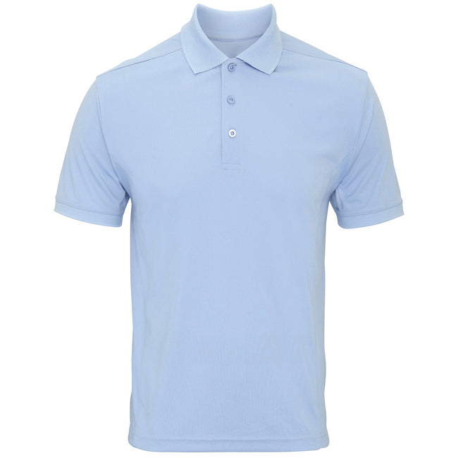 Light Blue - Front - Premier Mens Coolchecker Pique Short-Sleeved Polo Shirt