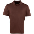 Brown - Front - Premier Mens Coolchecker Pique Short Sleeve Polo T-Shirt