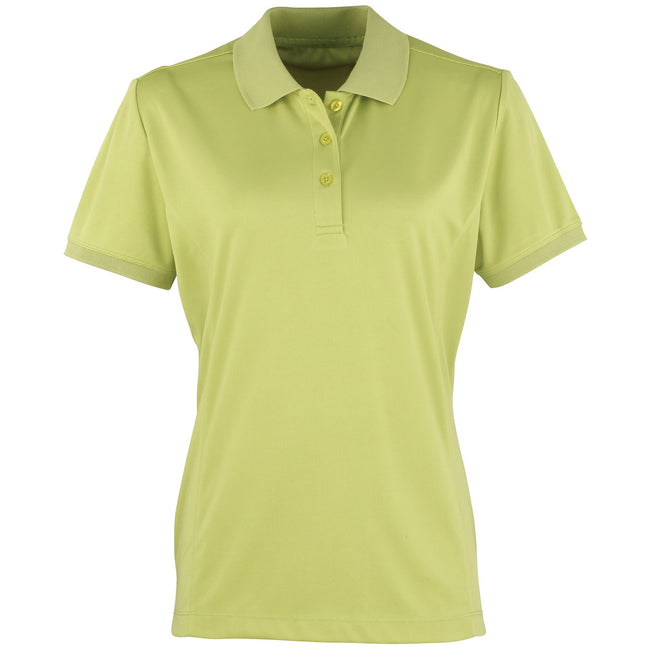 Lime - Front - Premier Womens-Ladies Coolchecker Short Sleeve Pique Polo T-Shirt