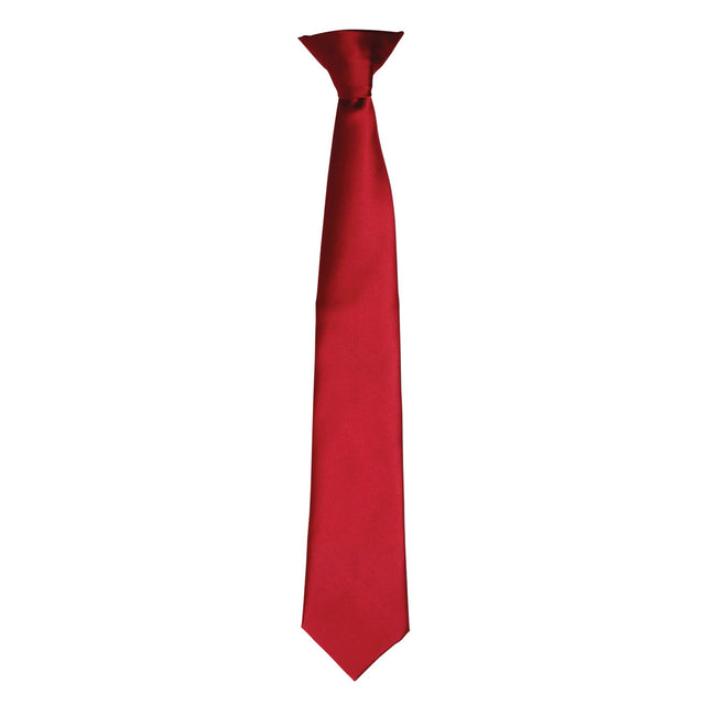 Burgundy - Front - Premier Colours Mens Satin Clip Tie