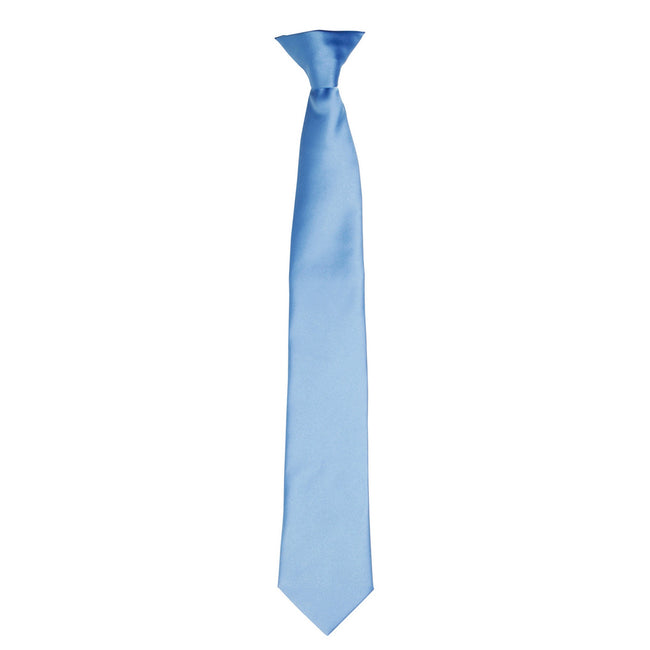 Mid Blue - Front - Premier Colours Mens Satin Clip Tie