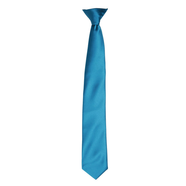 Teal - Front - Premier Colours Mens Satin Clip Tie