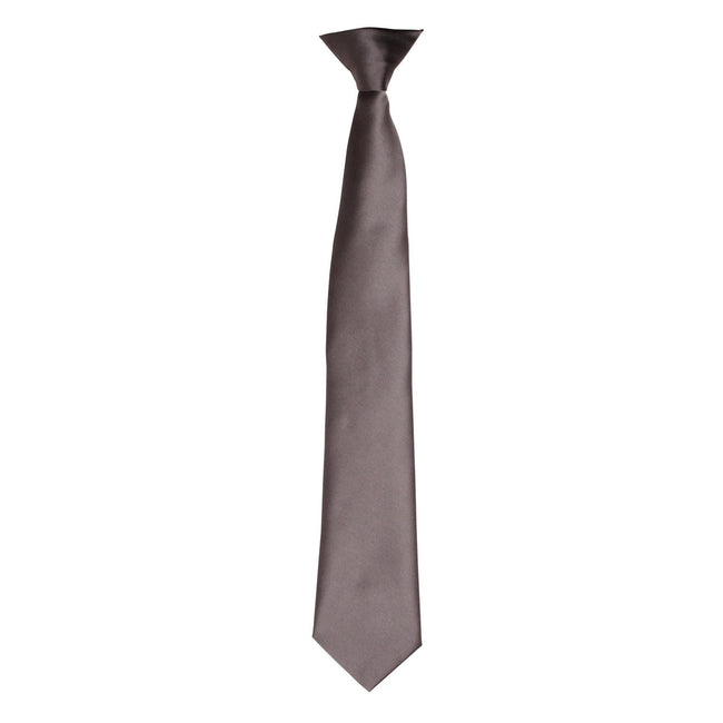 Dark Grey - Front - Premier Colours Mens Satin Clip Tie