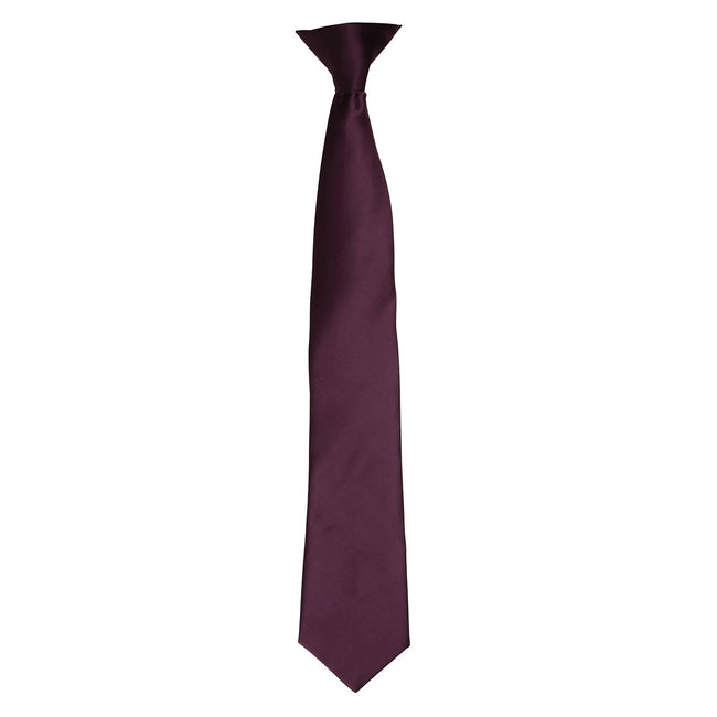 Aubergine - Front - Premier Colours Mens Satin Clip Tie