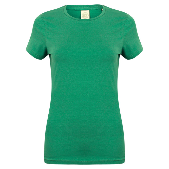 Green - Front - Skinni Fit Womens-Ladies Feel Good Stretch Short Sleeve T-Shirt