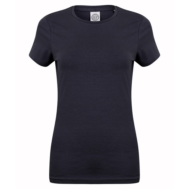 Navy - Front - Skinni Fit Womens-Ladies Feel Good Stretch Short Sleeve T-Shirt