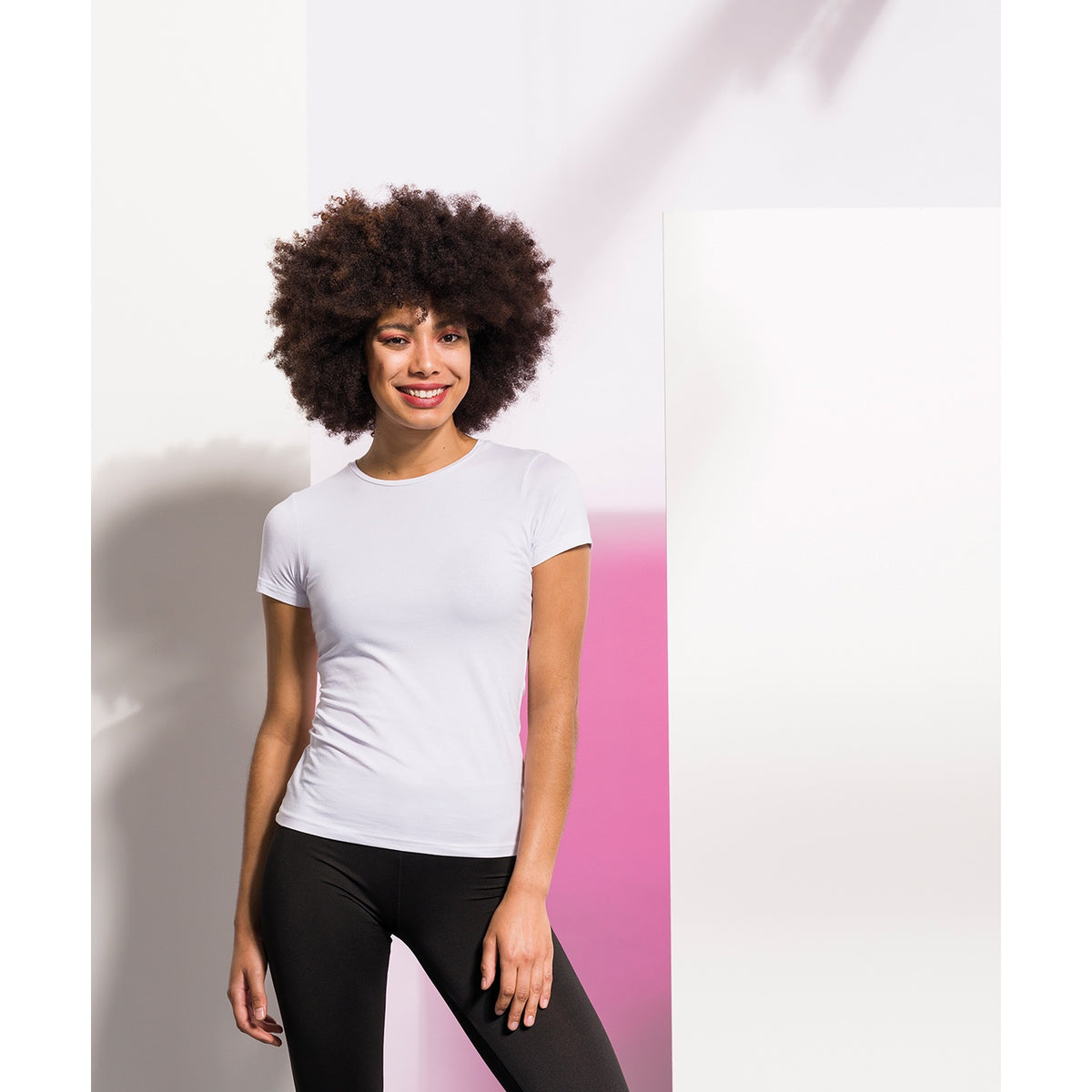 White - Side - Skinni Fit Womens-Ladies Feel Good Stretch Short Sleeve T-Shirt