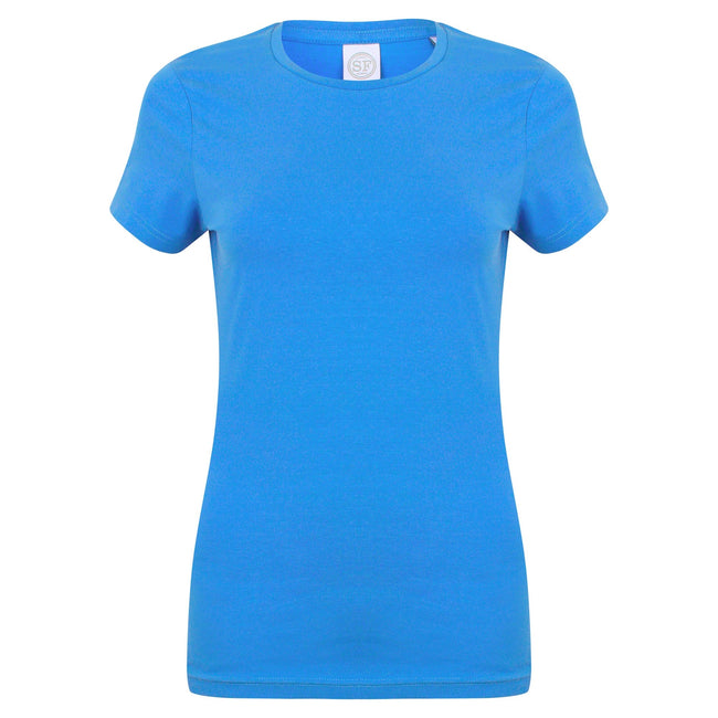 Heather Blue - Front - Skinni Fit Womens-Ladies Feel Good Stretch Short Sleeve T-Shirt