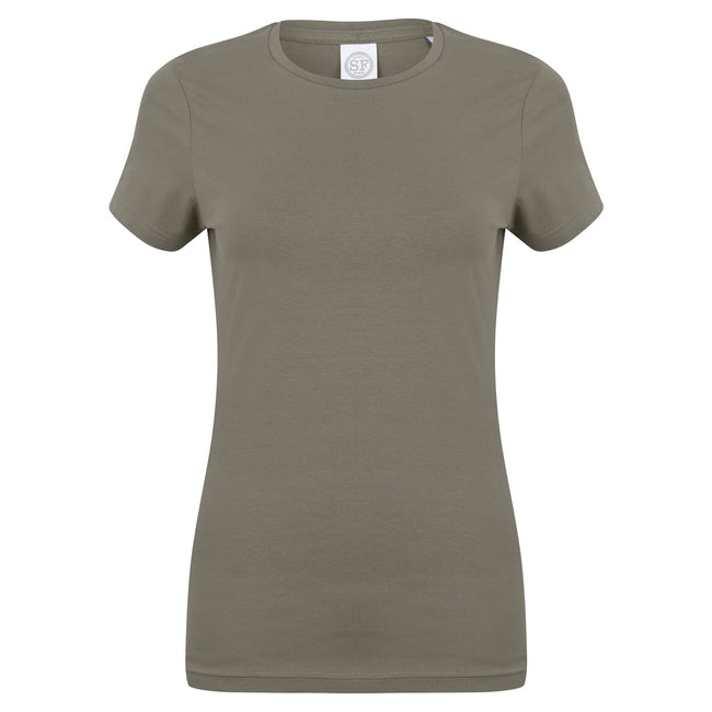 Khaki - Front - Skinni Fit Womens-Ladies Feel Good Stretch Short Sleeve T-Shirt