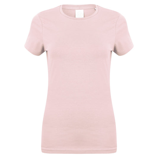 Baby Pink - Front - Skinni Fit Womens-Ladies Feel Good Stretch Short Sleeve T-Shirt