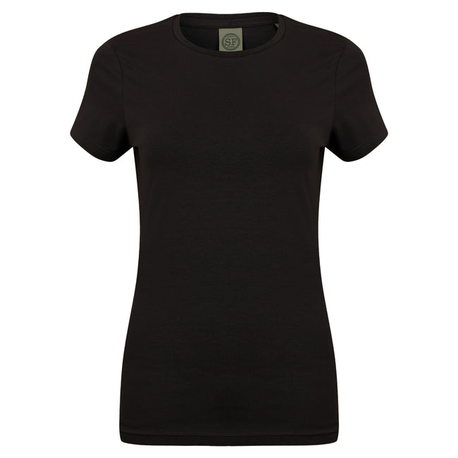 Black - Front - Skinni Fit Womens-Ladies Feel Good Stretch Short Sleeve T-Shirt