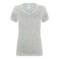 Heather Grey - Front - Skinni Fit Womens-Ladies Feel Good Stretch V-Neck Short Sleeve T-Shirt