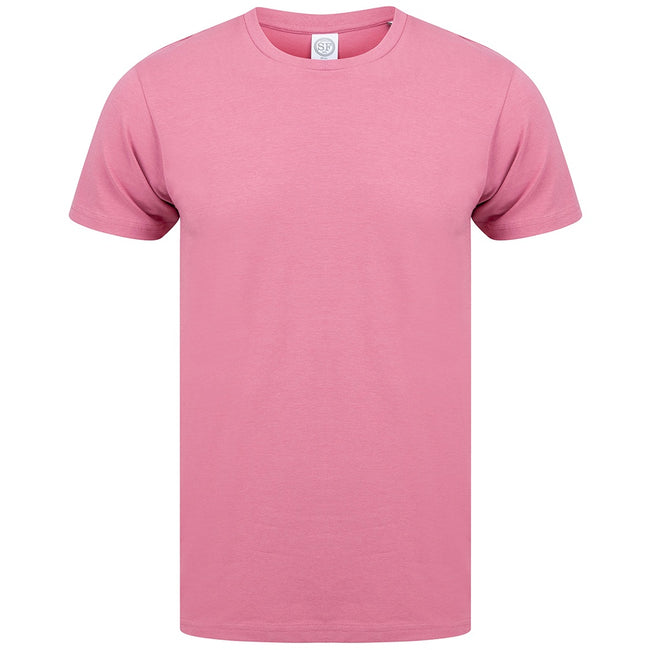 Dusky Pink - Front - Skinni Fit Men Mens Feel Good Stretch Short Sleeve T-Shirt
