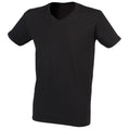 Black - Side - Skinni Fit Men Mens Feel Good Stretch V-neck Short Sleeve T-Shirt