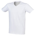 White - Side - Skinni Fit Men Mens Feel Good Stretch V-neck Short Sleeve T-Shirt
