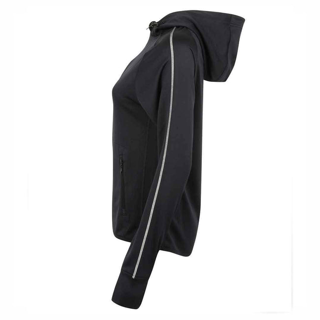 Black - Side - Tombo Teamsport Unisex Lightweight Running Hoodie With Reflective Tape