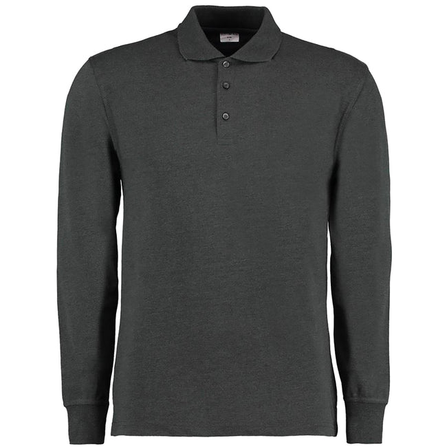 Graphite - Front - Kustom Kit Mens Pique Long Sleeve Polo Shirt