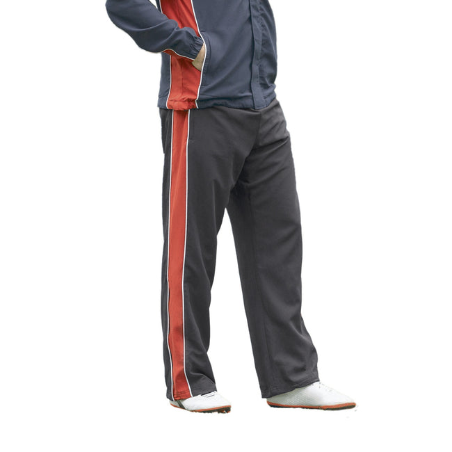 Black-Red-White - Front - Finden & Hales Kids Unisex Contrast Sports Track Pants - Tracksuit Bottoms