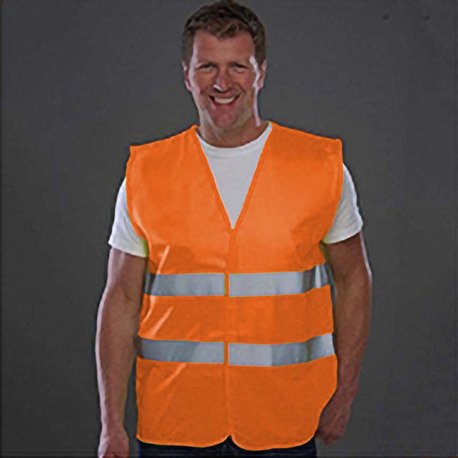 Orange - Back - Yoko Mens Hi Vis 2 Bands Vest-Waistcoat