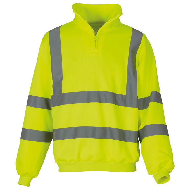 Yellow - Front - Yoko Mens Hi Vis 1-4 Zip Sweatshirt