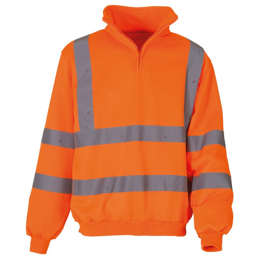 Orange - Front - Yoko Mens Hi Vis 1-4 Zip Sweatshirt