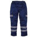 Navy - Front - Yoko Mens Hi Vis Polycotton Cargo Trousers With Knee Pad Pockets