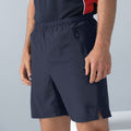Navy - Back - Finden & Hales Mens Pro Stretch Elasticated Sport Shorts