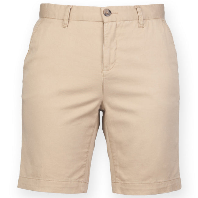 Stone - Front - Front Row Womens-Ladies Cotton Rich Stretch Chino Shorts