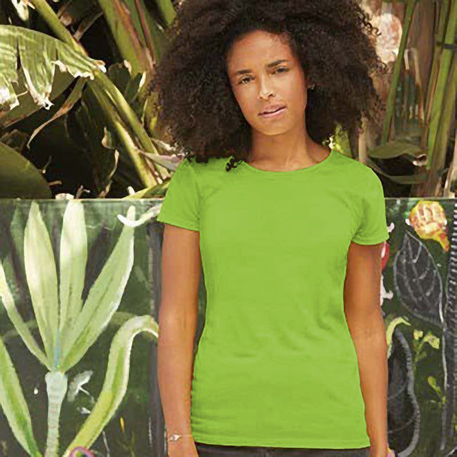 Lime - Back - Fruit of the Loom Womens-Ladies Lady Fit Short-Sleeved T-Shirt