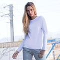 White - Side - Skinni Fit Womens-Ladies Feel Good Stretch Long Sleeve T-Shirt