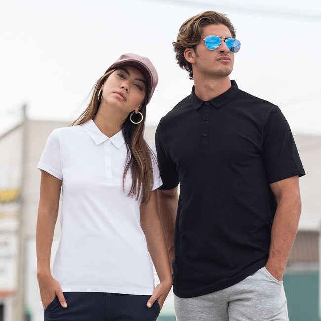 White - Side - Skinnifit Womens-Ladies Short Sleeve Polo Shirt